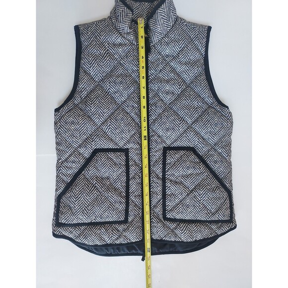 J.Crew Women Black Ivory Excursion Herringbone Quilted Insulated Puffer Vest S - Picture 4 of 7